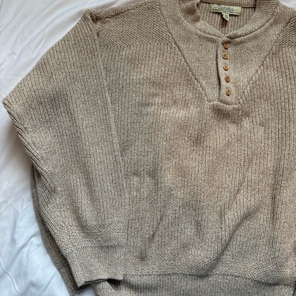 Cabela's Granola Brown Grandpacore Chunky Knit Fisherman Hunting Men’s Sweater - Picture 6 of 9